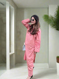 Hot Pink 2 Piece Embroidered Winter Co Ord Set