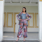 Printed Silk Shirt with Georgette Cami & Pants 3-Piece Set