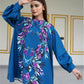 Floral Georgette Top with Ruched Sleeves