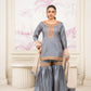 Grey Silk Gharara Set with Golden Embellishments