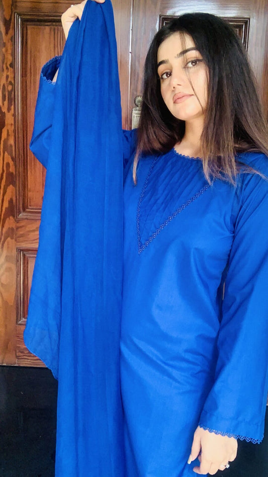 Royal Blue 3 Piece Dress with Stylish Trouser