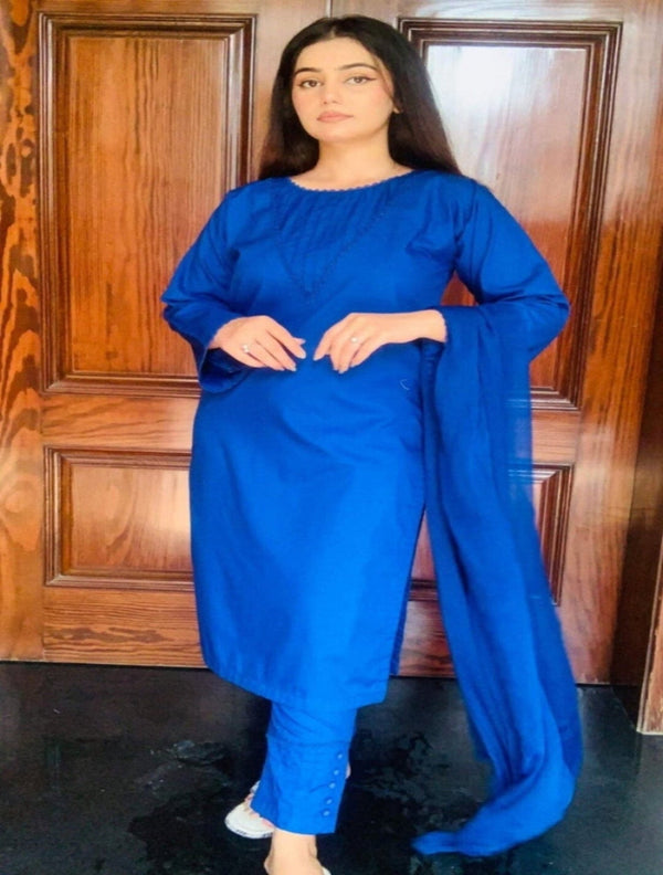 Royal Blue 3 Piece Dress with Stylish Trouser