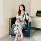 2 Piece Pastel Blue Floral Dress with Green & White Accents