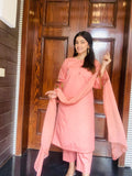 New Peach 3 Piece Embroidered for Winter Wear