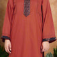 Rust Embroidered Cotton Kurta Set