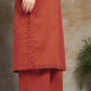 Rust Embroidered Cotton Kurta Set