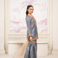 Grey Silk Gharara Set with Golden Embellishments