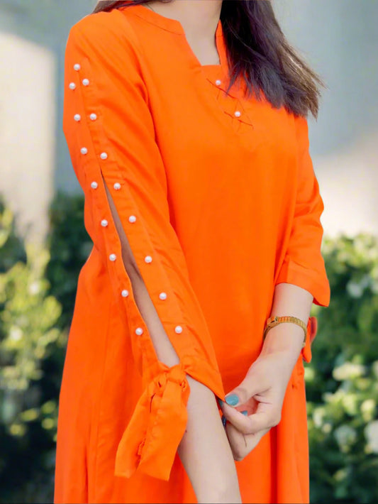 Trendy Short-Style Orange Shirt for Women
