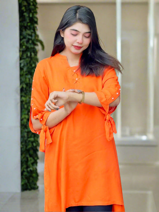 Trendy Short-Style Orange Shirt for Women
