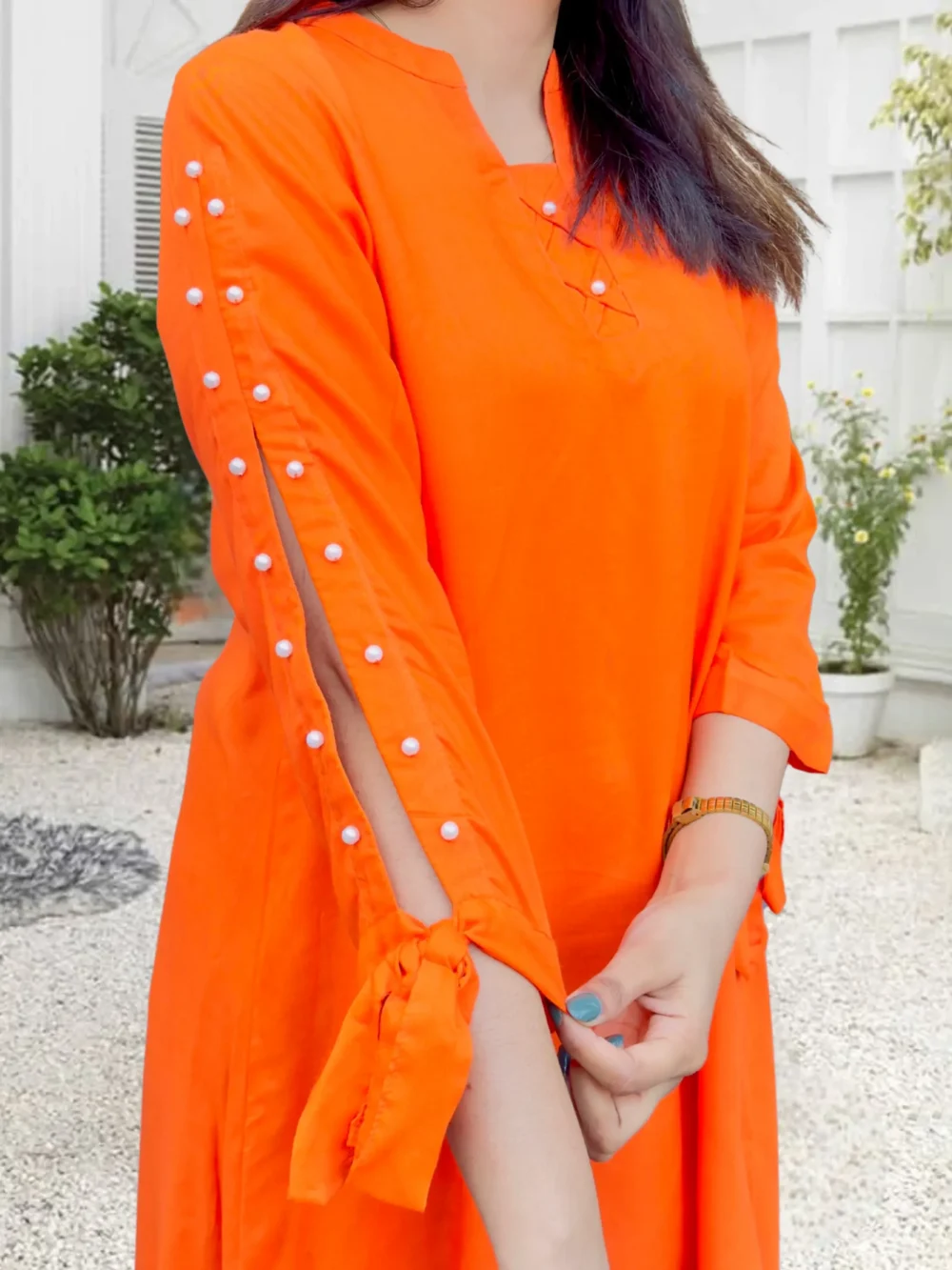 Trendy Short-Style Orange Shirt for Women - Image 2