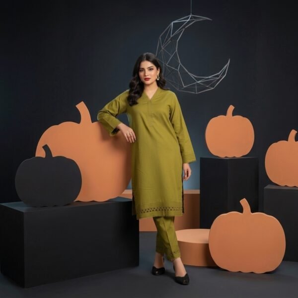 2 Piece Olive Green Kurta Set