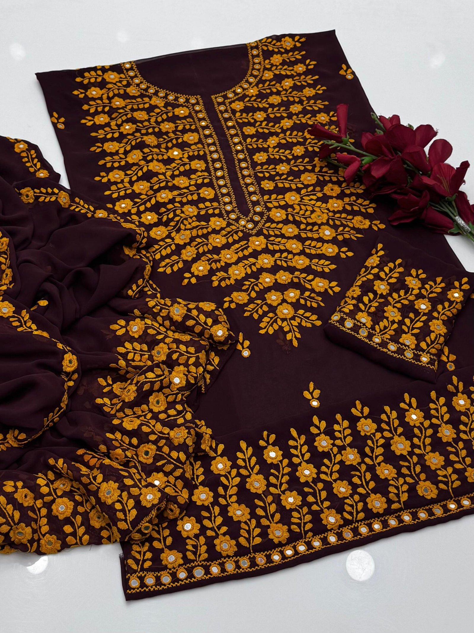 WhatsApp Image 2026-03-02 at 12.36.41 PM Georgette Handmade Paka Shesha 2PC Dress - Image 1