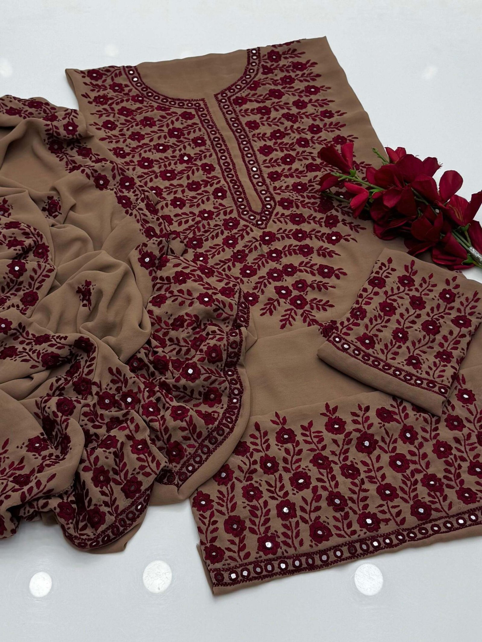 WhatsApp Image 2026-03-03 at 10.20.49 (6) (1) Beige Chiffon Embroidered 3PC Dress - Image 1